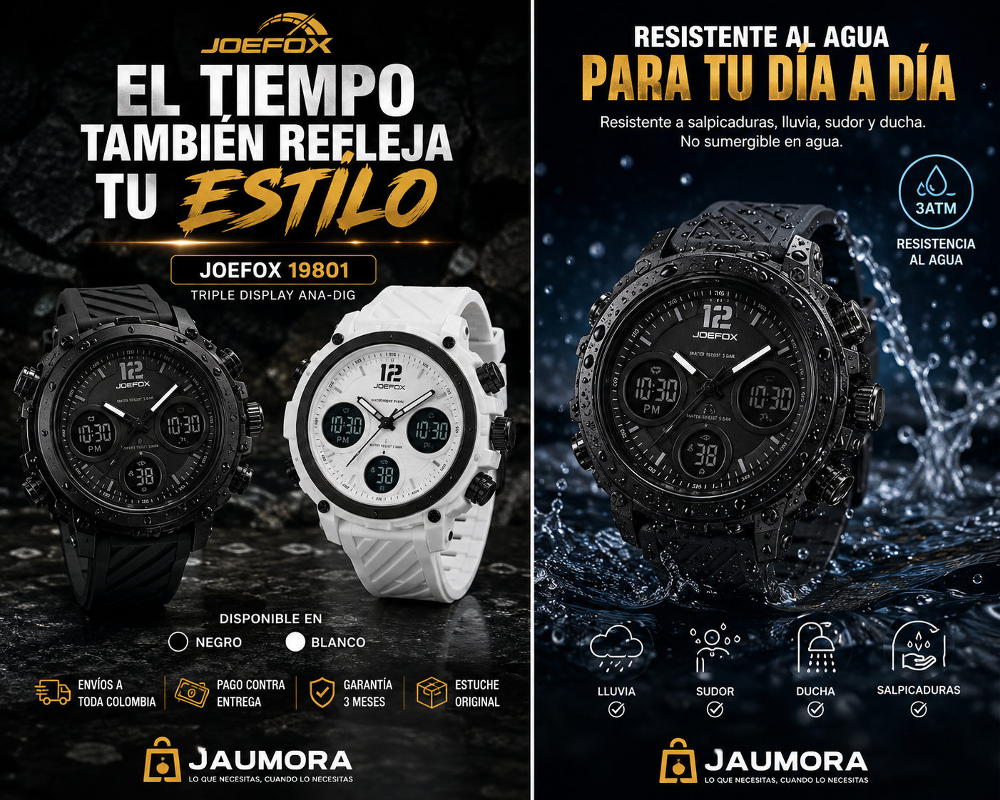 reloj 19801Triple Reloj Joefox Anadig